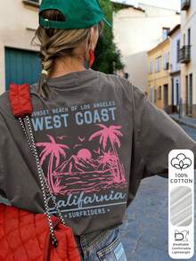 Damen lockeres Urlaubs-Top aus speziellem 100% Vintage-Baumwollstoff, Muster, lässig, atmungsaktiv, für den Sommer - Dunkelgrau - Übersicht 6