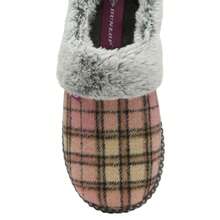 Dunlop - Ladies Cute Cosy Plush Memory Foam Knitted Slippers With Open Back Mules - Pink - View 4