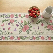 1 件花卉图案桌旗，适用于节日、派对、生日、晚宴、餐厅餐桌装饰、四季皆宜、家居装饰 - 彩色 - 查看 3