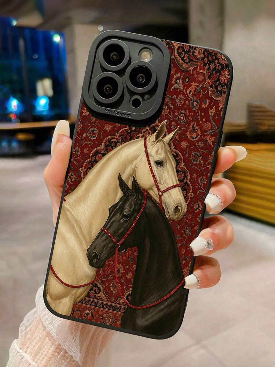 Ốp điện thoại màu đen chống sốc họa tiết ngựa sơn, tương thích với iPhone 17, 17 Pro, 17 Pro Max, 16/15 XR/7/8, 15 Pro Max, 12 Pro Max, 13 Pro Max, 14 Pro Max, 13, 14, 11, 12P, 14P, 11P, Galaxy S24, A03s, A03 Core, A04, A12, A13, A14, A21s, A22, A23, A24, A32, A33, A34, A51, A52, A53, A54, A71, A72, A73, S20 FE, S21, S22, Series 9, 9A - Nhiều màu - Xem 1
