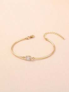 Nooxian Oval Cubic Zirconia Decor Bracelet - Yellow Gold - View 4