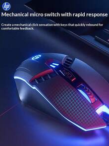 HP M1 Wired Gaming Mouse, 4-Level DPI (1200/1800/2400/3600), 6 Buttons, RGB Breathing Light, Ergonomic Design, Plug & Play, Compatible With Windows 7/8/10 - Black - View 5