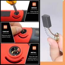 50pcs Carbon Brush Replacement Kit, Heavy Duty Metal Base, Suitable For Drills, Sanders, Grinders And Motors, Durable Motor Repair Parts / 60pcs Professional Power Tool Carbon Brush Set - 15 Different Sizes, Durable Metal Replacement, Efficient Maintenance, Professional Grade Tools | Multipurpose Tools | Durable Metal Components, Tool Parts And Accessories - Multicolor - View 10