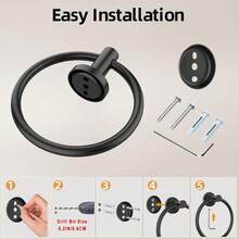 1pc Heavy Duty Towel Rack, Towel Ring - Bathroom & Kitchen Wall Mounted Towel Holder, Modern Round Towel Bar With Thick Ring Towel Rack Hardware Set - Multicolor - View 11