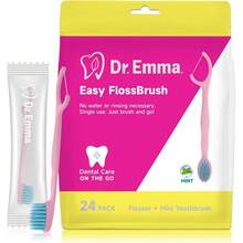 24 Pcs Easy Floss Brush, Mini Brush Disposable Toothbrushes With Floss, Travel Mint Toothbrush For On-The-Go Use, Pink & Blue - Multicolor - View 9