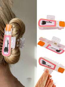 1pc Cartoon Magic Potion Bottle Shaped Hair Claw Clip, Creative Personalized Acetate Large Hair Claw For Women, Fashion Giraffe Print Hair Accessory For Half-Up, Bun, Shoulder-Length Hair, Daily Versatile Casual Holiday Headpiece - Multicolor - View 3