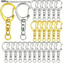 50Pcs/ Bag D-Shaped Eight Character Keychain, Durable Zinc Alloy Keychain, Suitable For Hanging Ropes And DIY Hanging Decorations, Party Gifts, And Decorative Keychains - C-shaped Buckle - View 1