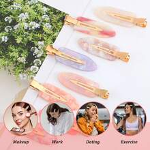 1/6/12pcs Non-Deforming Hair Clips, Non-Trace Makeup Clips, Seamless Alligator Clips, Suitable For Salon And Daily Use Hair Accessories Made Of Cellulose Acetate Fiber For Women And Girls - Multicolor - View 10