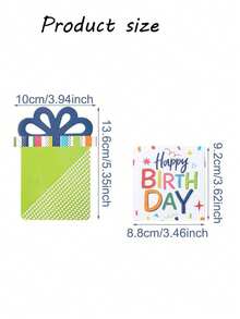 3pcs Colorful Cartoon Birthday Greeting Card Wallet, Printed With "Happy Birthday" And Ribbon Decor, Paper Material, Suitable For Birthday Party Decoration, Home Desktop Decor, Party Favors, Birthday Gifts - Multicolor - View 5