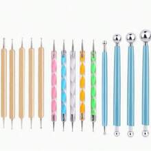 Set de 5 piezas de herramientas de estampado de doble cabeza: herramientas de delineado y punteado con punta de bola de acero inoxidable, adecuadas para pintura, tallado y moldeado DIY - Varios estilos - Ver 1