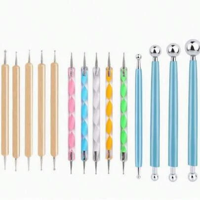 Bộ 5 dụng cụ dập nổi hai đầu: Dụng cụ vẽ viền và chấm điểm bằng thép không gỉ, đầu bi, thích hợp cho việc vẽ, chạm khắc và tạo hình DIY.