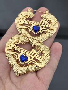 Bộ trang sức khắc tên theo yêu cầu gồm bông tai và dây chuyền, quà tặng trang sức cá nhân hóa. - Kiểu 2 - Xem 17