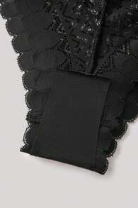 Hourtrue Women's Plain Lace Triangle Underwear Lingerie - Black - View 4