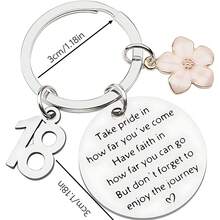 1PC 21st 18st 16st Birthday Inspirational Keychain, Take Pride In How Far You've Come Flower Charm Pendant, Graduation Encouragement Gift For Her, Daughter, Sister, Friends Gifts For Mother, Father, Graduation, And Teacher - Multicolor - View 5