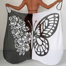 2024 Foreign Trade Cross-Border Beach Towel European And American Bikini Beach Swimsuit Butterfly Pattern Cover-Up Mesh Skirt - Orange - View 7