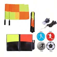 New Referee Set, Full Equipment, Classic , Whistle, Boundary Marker, Red & Yellow Cards - Multicolor - View 1