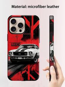 1pc Racing Stripe Pattern Soft Leather Shock-Proof Dustproof Handmade Protective Case Suitable For Apple 17 Pro Max/16 Pro Max/16 Plus/13 Pro Max/14 Pro Max 13 14 11 12 Pro 11/15 Pro, Galaxy S24 Ultra, With Speaker Hole Design, Suitable As Holiday Gift - Red - View 3