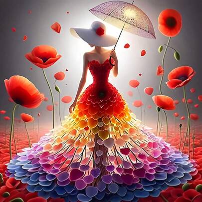 Bộ tranh đính đá 5D tự làm hình quý cô thanh lịch, thích hợp cho người lớn mới bắt đầu, tranh khảm đá tự làm, tranh đính đá toàn bộ, sở thích tự thiết kế, thích hợp để trang trí tường phòng khách, phòng ngủ, văn phòng, quà tặng bất ngờ cho gia đình và bạn bè, trang trí nhà cửa nghệ thuật, không khung [30*30cm/11.8*11.8in] [40*40cm/15.7*15.7in]