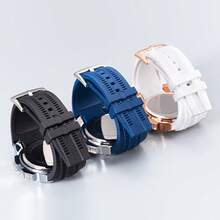 New Men's Special Red Dial Quartz Watch, Luxury Hip Hop Streetwear, Multi-Function Rubber Strap Watch With Synthetic Diamonds, Unisex Wristwatch - Black - View 7