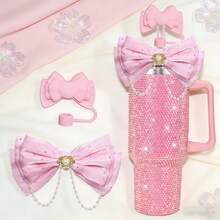 1 Bowknot Straw Lid And 1 Bowknot Decor, Suitable For 30oz And 40oz Cups, 10mm Silicone Straw Lid, Great For Work, School, Outdoor Activities, Party Favors, Thanksgiving And New Year Gifts - Bow 2 - View 4