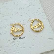 Custom Name Hoop Earrings For Women, Custom Heart Font & Initial/Number Earrings, Stainless Steel Dainty Twist Hoops Earrings, Suitable For Wedding, Christmas, Halloween Gifts - Nhiều màu - Xem 2