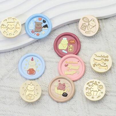 1pc Cat & Dog Afternoon Tea Wax Seal Stamp With Copper Head - Suitable For Love Letters, Invitations, Holiday Cards, Diaries, Scrapbooks, DIY Crafts