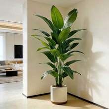 Large Artificial Banana Tree, Low Maintenance Plastic Decor, Suitable For Indoor And Outdoor Use. Perfect For Garden, Wedding, Home And Office, Ideal For Hawaiian, Modern Nordic Or Tropical Theme Design. Suitable For Home, Office, Wedding, Party, Porch And Window Sill Decoration, No Maintenance, No Power Required, Can Achieve Indoor And Outdoor Decoration, Modern Style, Natural Appearance (Without Pot) - Multicolor - View 6
