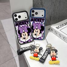 This Disney Mickey Mouse Pattern Lanyard Phone Case Features A Strong Magnetic Closure And Full Coverage Of Acrylic And TPU Material. It's Shockproof, Lightweight, And Suitable For IPhone17/16/11/13/15/15 Plus/15 Pro/15 Pro Max/12/14 Pro Max/11 Pro Max/12 Pro/12 Pro Max/13. It's A Popular Birthday Gift, Business Gift, Durable, Stain-Resistant, And Fingerprint-Resistant New Phone Case For Men And Women. It Also Includes A Mickey Mouse Phone Case And Mickey Mouse Doll Bracelet. Compatible With SamsungGalaxy S20, S21, S22, S23, And S24 Series. It's The Perfect Gift For Friends And Family. This Stylish Phone Case Is Fun, Lightweight, And Durable. IPhone17 Pro Max Phone Case, Minnie Phone Case. - màu đen - Xem 2