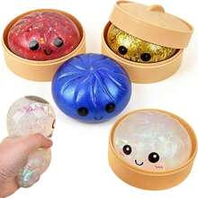 Glitter Dumpling Squishy - Random Glitter Dumpling Box, 10 Colors Dumplings Squishy Toy, More Surprises (Random-4PCS) - Multicolor 2 - View 10