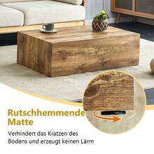 Rectangular Coffee Table In MDF With A Wood Finish. Dimensions: 90 * 50 * 30 Cm. Delivered Assembled. Non-Slip Feet. Ideal For A Modern And Refined Interior. - 自然木色 - 查看 4