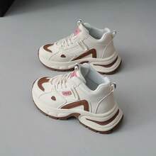 2026 Nouvelles Baskets Épais pour Femmes, Chaussures décontracté à Plateforme Respirante et Patchwork pour l'Automne - Beige - Voir 1