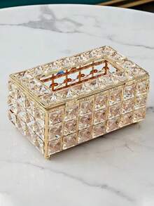 Luxury Crystal Tissue Box, Gold/Silver Shiny Diamond-Shaped Napkin Holder, Decorative Acrylic Tissue Paper Organizer, Suitable For Bathroom, Vanity, Hotel, Restaurant, Wedding And Home Decor - Multicolor - View 8