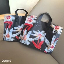 50个9.8 x 13.8英寸派对礼服包装袋，女士购物袋，高端装饰包装袋，加厚防水便携大容量手提袋，花卉图案包装袋，户外旅行日常手提袋。装饰礼品包装袋，可重复使用包装袋，适用于节日、新年、婚礼、派对、购物、生日礼品袋、派对装饰礼品袋。 - 包裝袋 - 查看 9