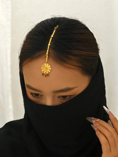 1 chiếc mặt dây chuyền tua rua hình giọt nước hoa phong cách Bohemian, phụ kiện lấp lánh cho váy nữ.