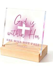 Christian Gifts For Women, Pink Inspirational Acrylic Christian Decor For Women - Christmas Gifts For Friends, Sister, Mom - Religious Room Decor For Home, Office, Dorm,Fashion Decor,Men Women Remembrance Table Decor Creative Desktop Decoration, - A - View 2