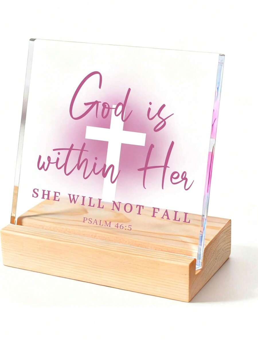 Christian Gifts For Women, Pink Inspirational Acrylic Christian Decor For Women - Christmas Gifts For Friends, Sister, Mom - Religious Room Decor For Home, Office, Dorm,Fashion Decor,Men Women Remembrance Table Decor Creative Desktop Decoration,