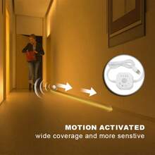 Motion Sensor LED Strip Light, USB Powered, Flowing Water, Meteor Shower, Chasing Light Effect, DC5V Dynamic COB Light Strip, Stair Step Sensor Light, Stair Chasing Light Strip - Warm white light - View 6