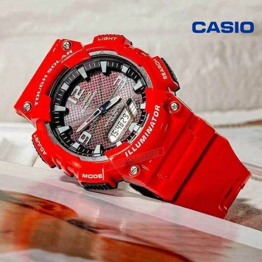 Casio ساعة كاسيو AQ-S810 الأصلية للطلاب، تعمل بالطاقة الشمسية بدون بطارية، مقاومة للصدمات وللماء حتى 100 متر، ساعة رياضية - مقاس واحد - مشاهدة 1