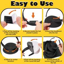 1 PCS Upgraded Graduation Cap Headband, Graduation Cap Band With Adhesive Felt & Hook-And-Loop Fasteners,Hair Band Hat Accessories Graduates - 1pcs - 查看 7