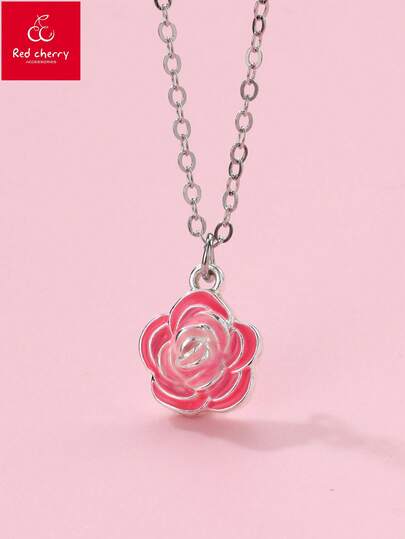 1pc Children's Fashionable Delicate Mother's Day Gift Flower Pendant Necklace, Suitable For Daily Wear, Gift Giving, Festivals