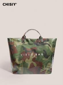 One-Of-A-Kind Fashionable Minimalist Camouflage Pattern Special Material Plastic Elegant Bucket Bag, Versatile And Charming Ladies' Commuter Bag, Suitable For Work, Shopping, Holiday, Travel, Daily Gathering, Gift For Valentine's Day, Autumn/Winter Handbag - Army Green - View 8