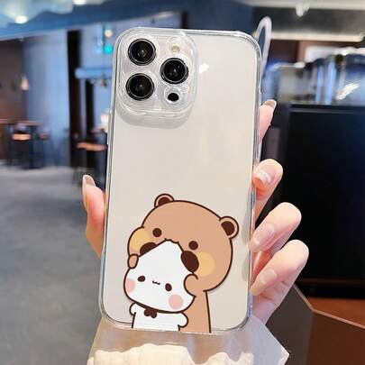 1个可爱小熊和兔子2D图案个性化优雅多功能季节性手机壳，适合作为生日礼物送给男友、兄弟、爸爸、朋友、叔叔、弟弟、情侣或自己。透明软壳全包防尘防水，适用于 17/16/15/14/13/12/11/Pro/Pro Max/X/XR/XS/XS Max/7/8/Plus和A05/13/14/23/24/25/32/33/34/52/53/54/55/56，Galaxy S20/21/22/23/24/25/26 Ultra/Plus/Fe