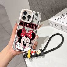 This Disney Mickey Mouse Pattern Lanyard Phone Case Features A Strong Magnetic Closure And Full Coverage Of Acrylic And TPU Material. It's Shockproof, Lightweight, And Suitable For IPhone17/16/11/13/15/15 Plus/15 Pro/15 Pro Max/12/14 Pro Max/11 Pro Max/12 Pro/12 Pro Max/13. It's A Popular Birthday Gift, Business Gift, Durable, Stain-Resistant, And Fingerprint-Resistant New Phone Case For Men And Women. It Also Includes A Mickey Mouse Phone Case And Mickey Mouse Doll Bracelet. Compatible With SamsungGalaxy S20, S21, S22, S23, And S24 Series. It's The Perfect Gift For Friends And Family. This Stylish Phone Case Is Fun, Lightweight, And Durable. IPhone17 Pro Max Phone Case, Minnie Phone Case. - 黑色 - 查看 6