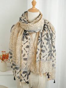 1 pieza Pañuelo impreso de 180*85cm, pañuelo de cabeza de aire acondicionado de lujo, adecuado para viajes y uso diario, chal floral, pareo de playa de moda, fibra de poliéster casual - Multicolor - Ver 2