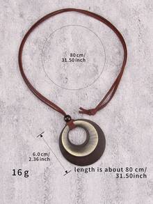 1 pieza Collar con colgante de gota de agua con cuentas estilo bohemio para hombres, collar largo con cadena de disco geométrico redondo retro, joya de regalo, accesorio diario, regalo para madre, maestra, novia, compañera de clase - rosario - Ver 11