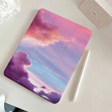 1 Unique Sunset Glow Print Acrylic 70% Off Stand Protective Case, Anti-Drop, Adjustable, With Auto Sleep/Wake Function, Foldable And Lightweight Mixed-Material Protective Cover, Suitable For  10th Generation (2022),  7/8/9 (10.2inch),  Air 3/ Pro 10.5inch ,  Pro 11inch (2018/2022/2021),  Air 4/5 (10.9inch),  Pro 11inch 2024 Model,  5th Generation/Pro 9.7inch ,  Air/Air 2 9.7inch (2017/2018) - 無色 - 查看 1