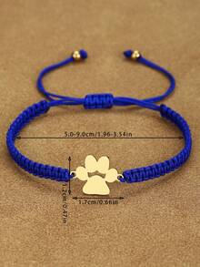 1pc 304 Stainless Steel Pet Paw Print 18K Gold Plated Bracelet, Minimalist Adjustable Handmade Woven Nylon Rope Bracelet, 12 Color Combinations Suitable For Men And Women Daily Wear, Perfect Gift For Holidays - Multicolor - View 6