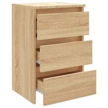 vidaXL 2x Nightstand With 3 Drawers, Bedside Table, Night Console, Night Chest, Bedroom Cabinet, Chest Of Drawers, Light Oak, Khaki, 40x35x62.5cm, Engineered Wood - Light Oak Khaki - View 7