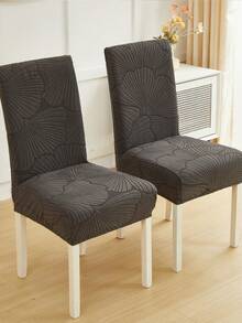1/4/6/8pcs Removable Plush Velvet Shell Pattern Full Coverage Stretch Chair Covers, Suitable For Dining Room, Bedroom, Living Room Home Decor, Holiday Party Decoration - Dark Grey - View 9
