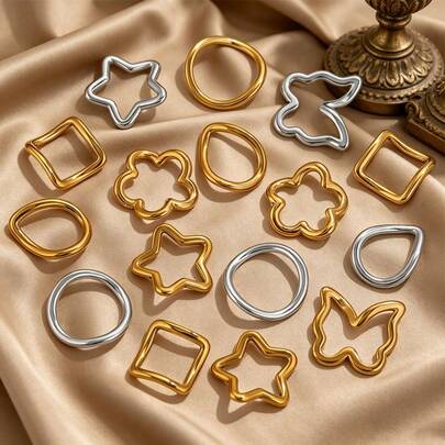 5 Pieces Of Stainless Steel Charm Irregular Heart-Shaped, Butterfly, Star And Other Border Pendants, Necklaces, Earrings, DIY Jewelry Making Supplies, Parts Suitable For Women's Daily Wear